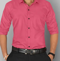 Men Regular Fit Solid Spread Collar Casual Shirt Pink