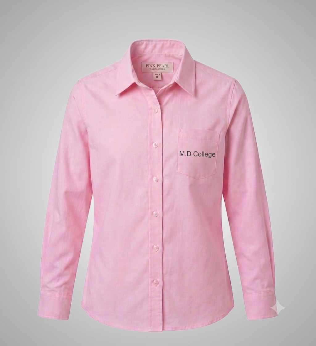 MD College Women's Uniform Set: Regular Fit Solid Pink Shirt Only
