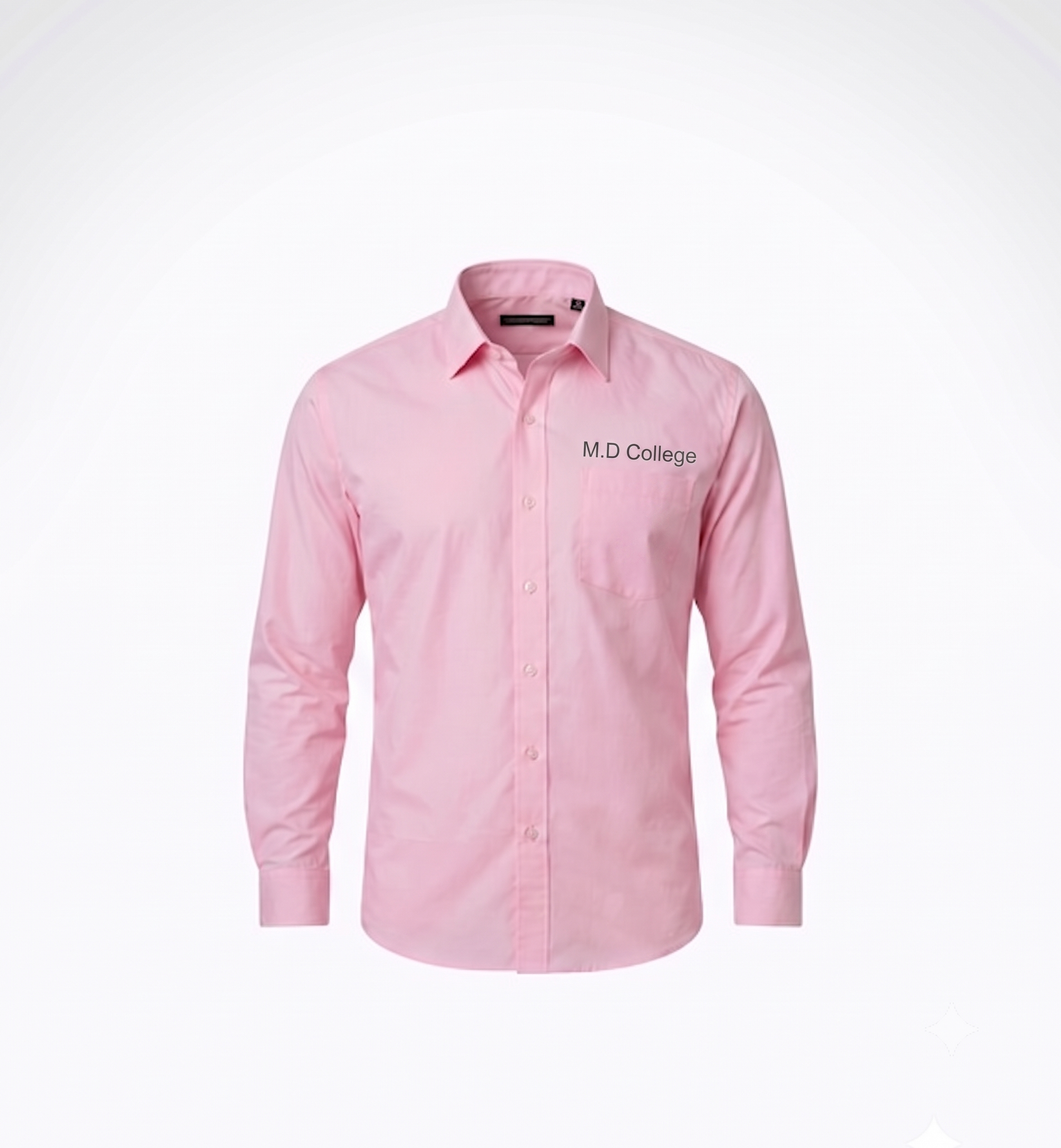 MD College Men's Uniform Set: Regular Fit Solid Pink Shirt Only