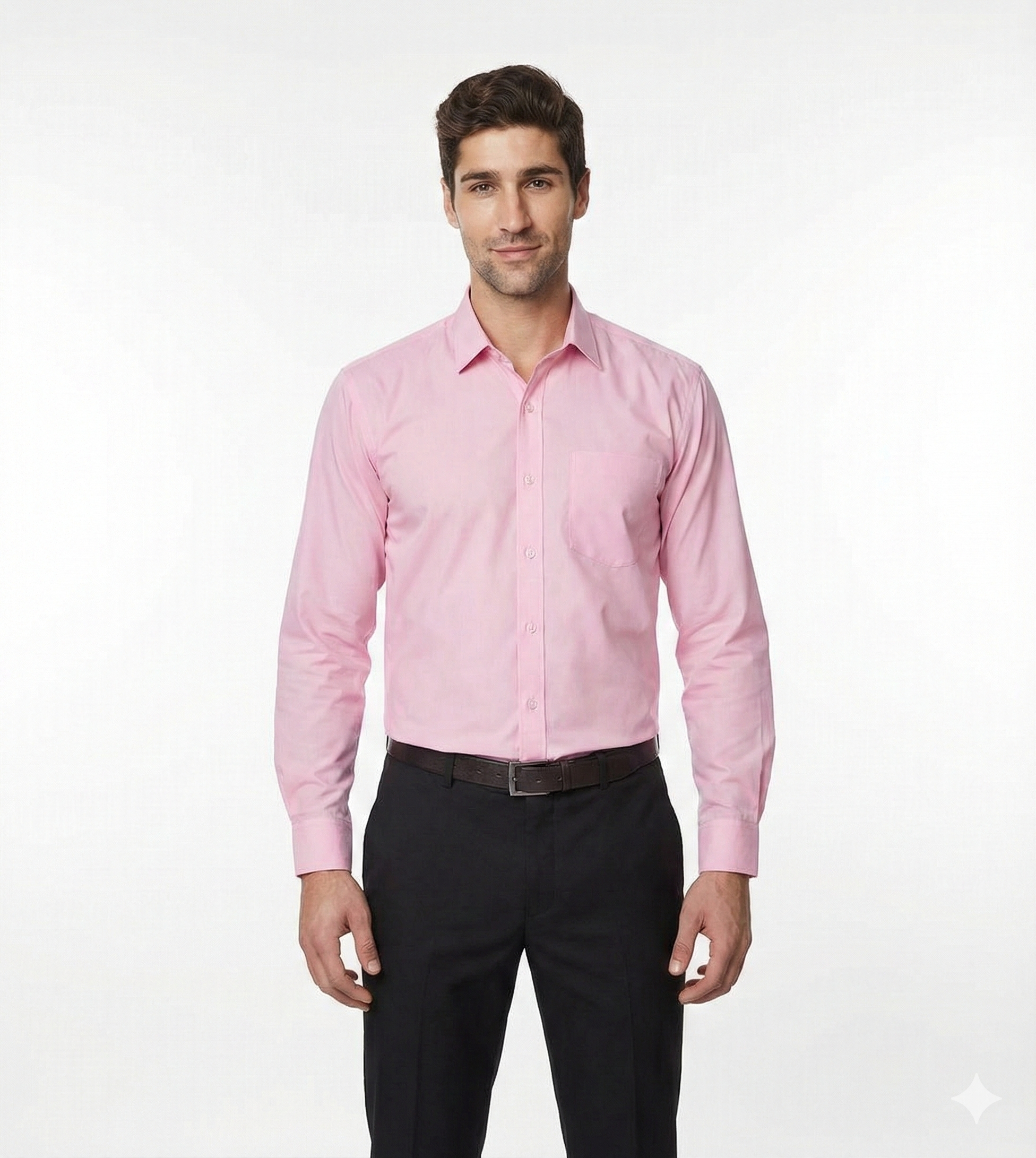 MD College Men's Uniform Set: Regular Fit Solid Pink Shirt & Black Pant Combo