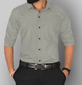 Men Regular Fit Solid Spread Collar Casual Shirt Grey