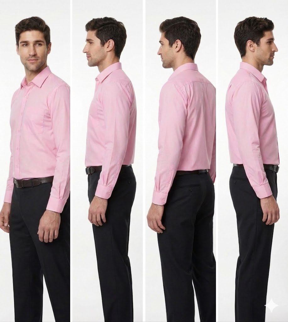 MD College Men's Uniform Set: Regular Fit Solid Pink Shirt & Black Pant Combo
