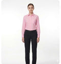 MD College Women's Uniform Set: Regular Fit Solid Pink Shirt & Black Pant Combo