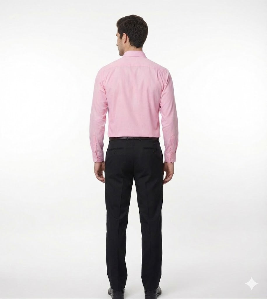 MD College Men's Uniform Set: Regular Fit Solid Pink Shirt & Black Pant Combo